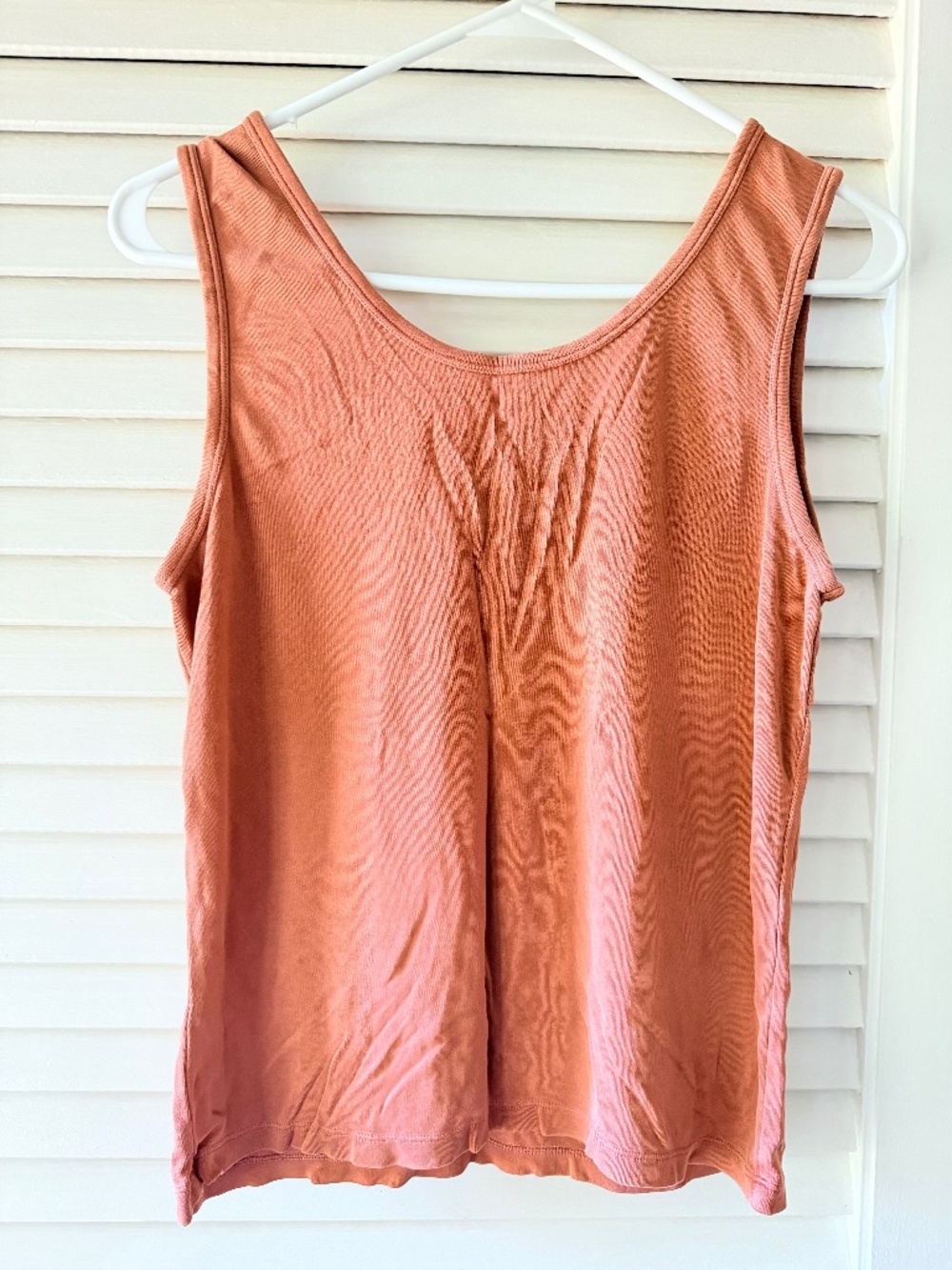 August Silk Knits Tank Top L 100% Silk Terracotta Rust Minimalist 90s